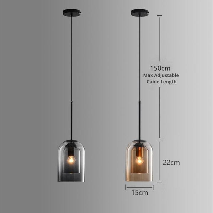 Mid-Century Pendant Light with Double Glass Shade