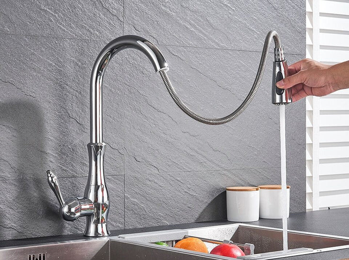 Retractable Kitchen Faucet - Easy Pull Down Spray Head-Orizon Depot