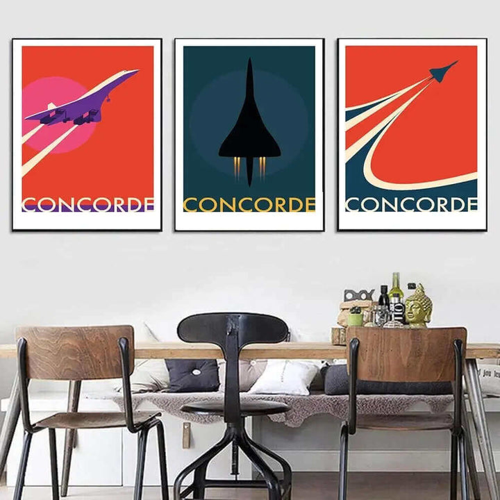 Retro Concorde Airplane Canvas Poster for Aviation Enthusiasts-Orizon Depot