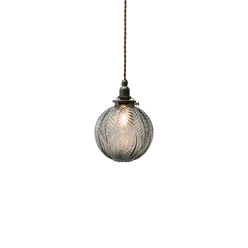 Retro Lotus Texture Glass 1-Light Globe Hanging Lamp-Orizon Depot