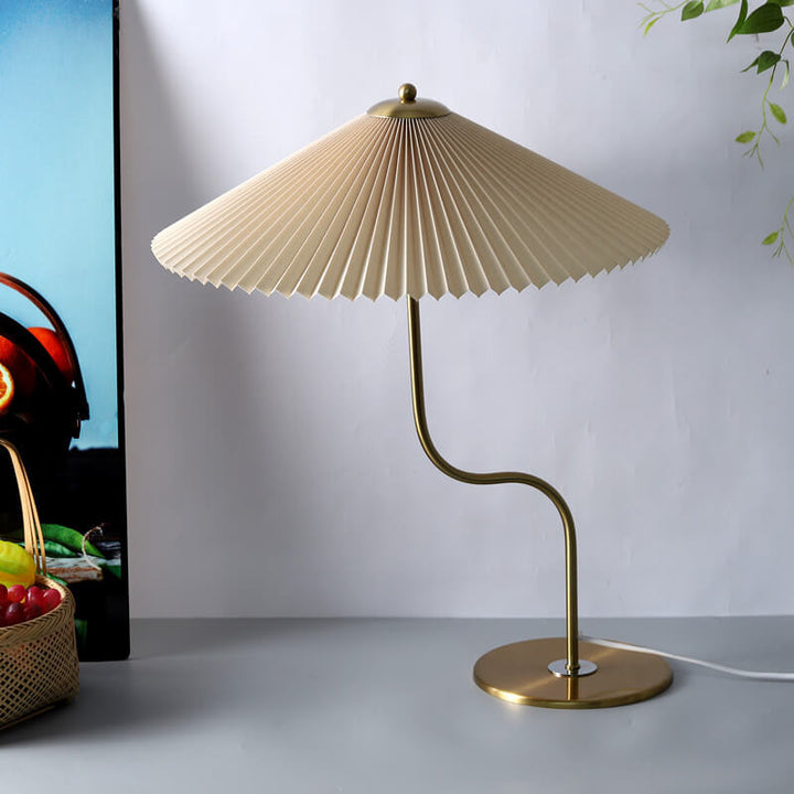 Retro Pleated Umbrella Shaped Table Lamp 1-Light Decorative Desk Light-Orizon Depot
