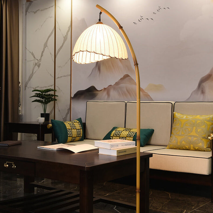 Retro Zen Simulation Bamboo Pole 1-Light Pedestal Standing Floor Lamp-Orizon Depot