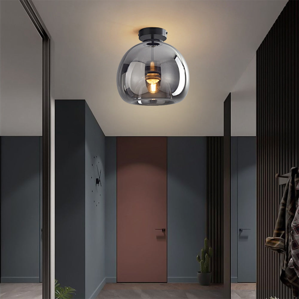 Retro Amber Glass Pendant Ceiling Light Fixture