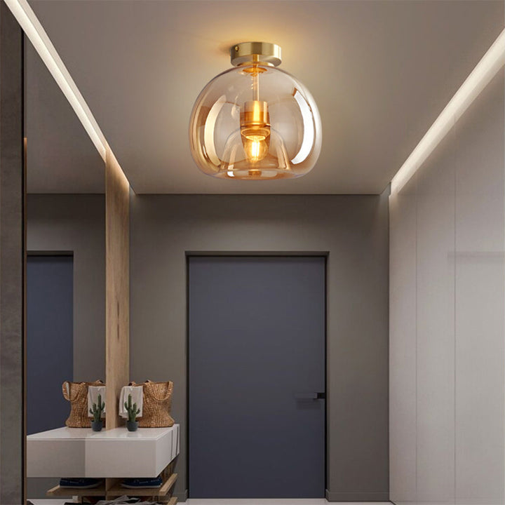 Retro Amber Glass Pendant Ceiling Light Fixture