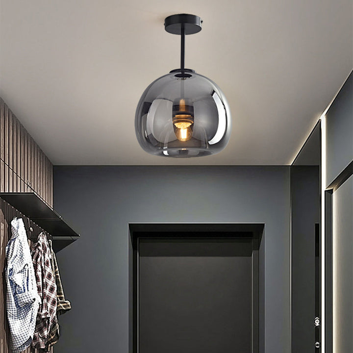 Retro Amber Glass Pendant Ceiling Light Fixture