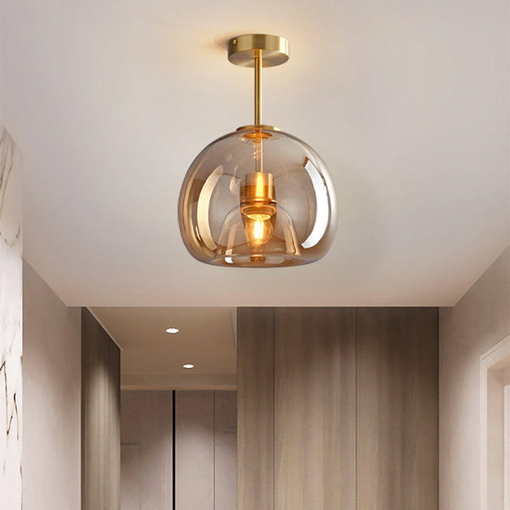 Retro Amber Glass Pendant Ceiling Light Fixture