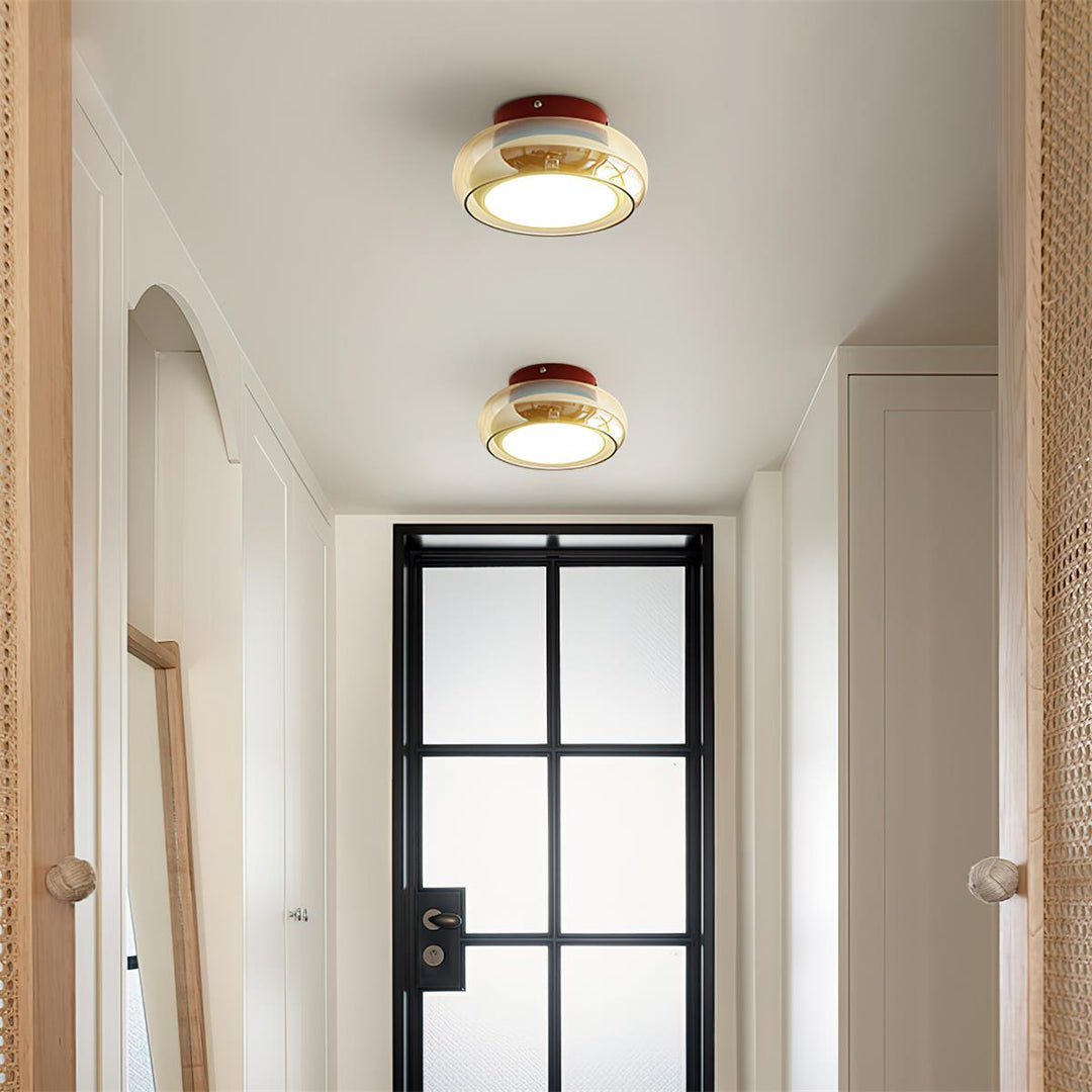 Retro Glass Flush Mount Ceiling Light | LED Indoor Fixture