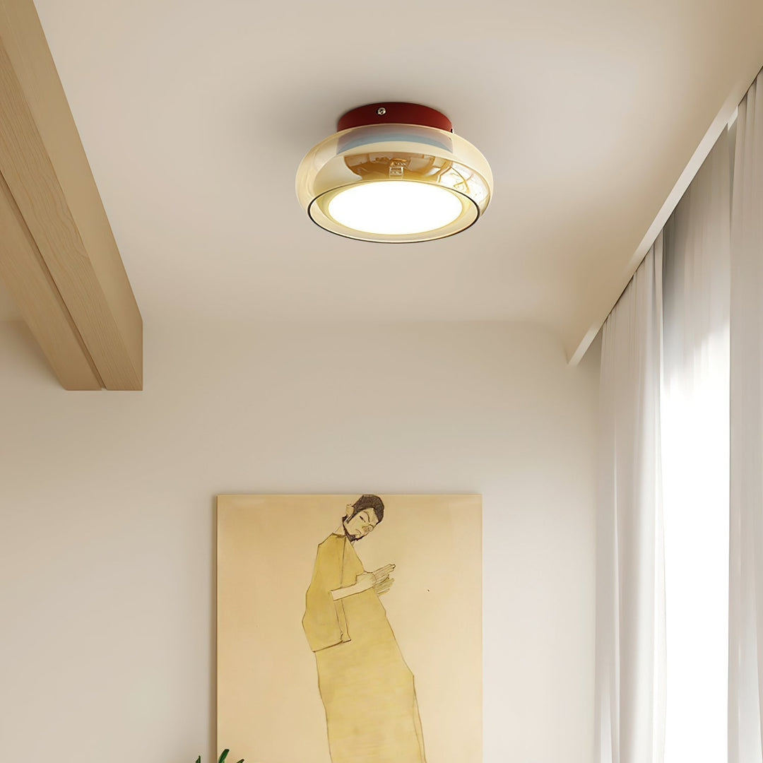 Retro Glass Flush Mount Ceiling Light | LED Indoor Fixture