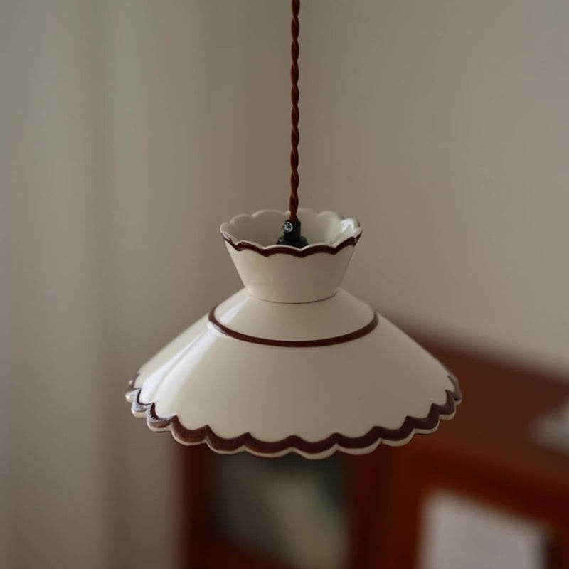 Rustic French Ceramic Pendant Light with Vintage Iron Charm-Orizon Depot