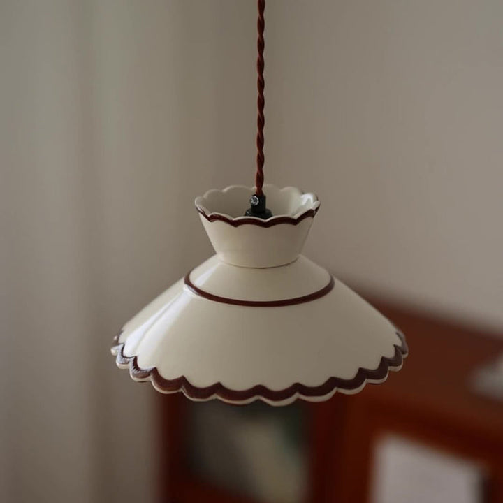 Rustic French Ceramic Pendant Light with Vintage Iron Charm-Orizon Depot