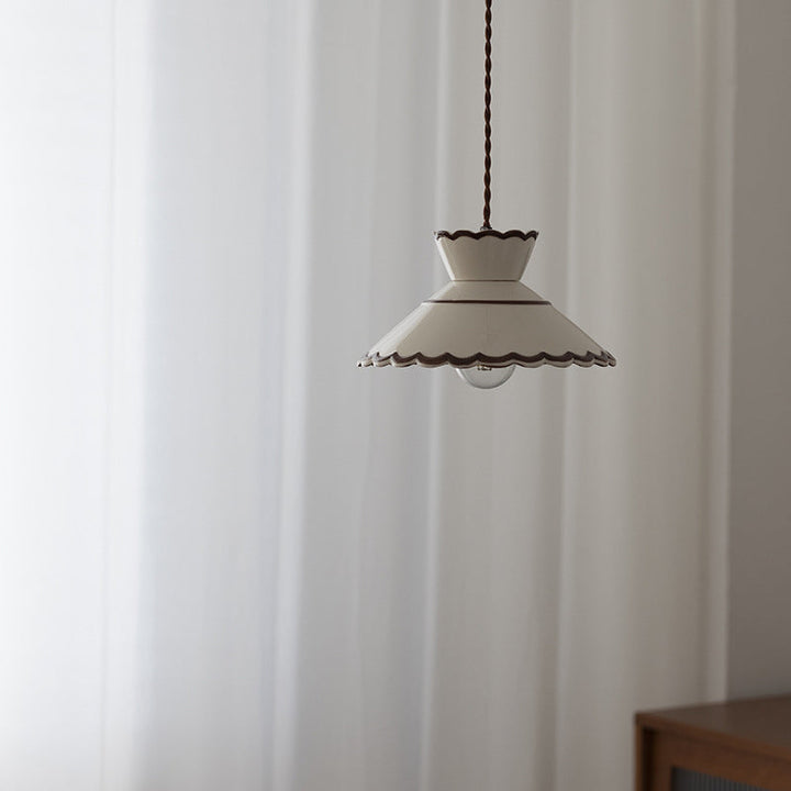Rustic French Ceramic Pendant Light with Vintage Iron Charm-Orizon Depot