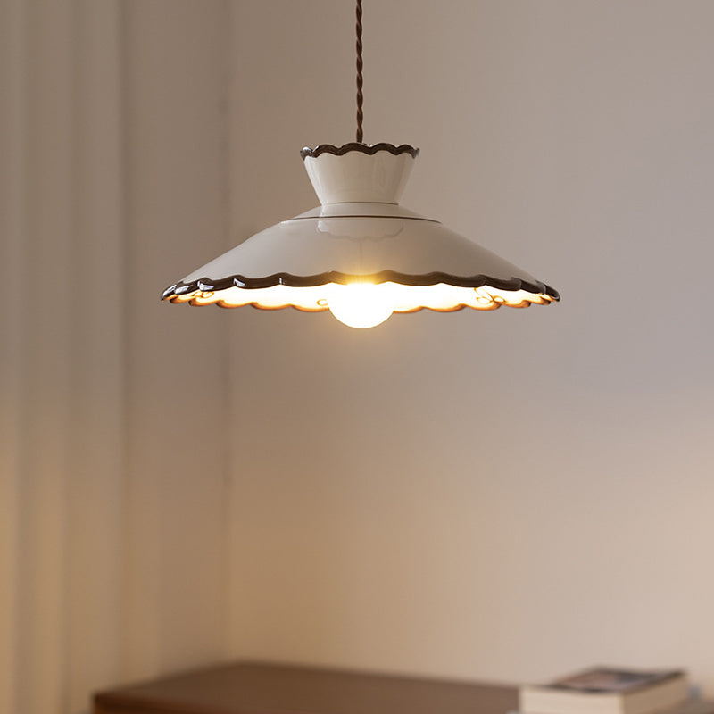 Rustic French Ceramic Pendant Light with Vintage Iron Charm-Orizon Depot