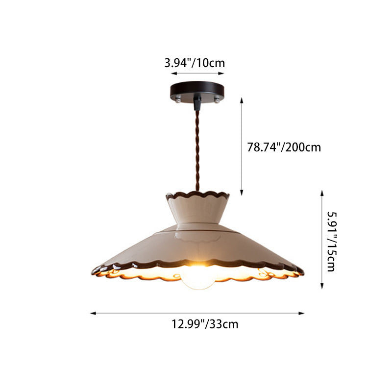 Rustic French Ceramic Pendant Light with Vintage Iron Charm-Orizon Depot