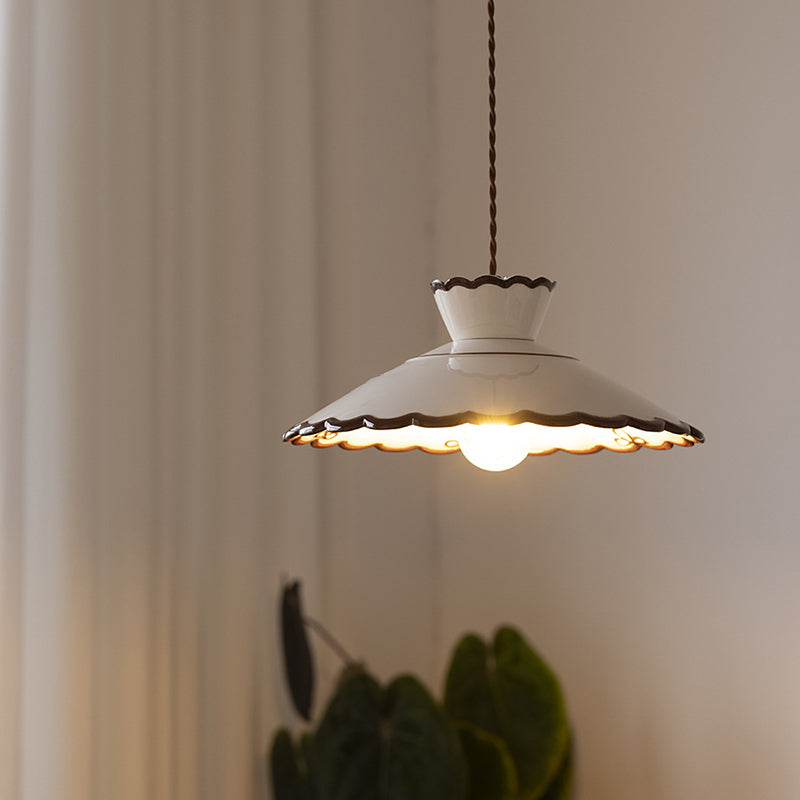 Rustic French Ceramic Pendant Light with Vintage Iron Charm-Orizon Depot