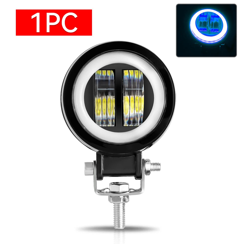 20W 3-Inch Motorcycle LED Angel Eye Work Fog Light Bar for Offroad Use
