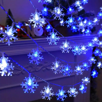 Christmas's LED Snowflake String Lights for Indoor & Outdoor Decor