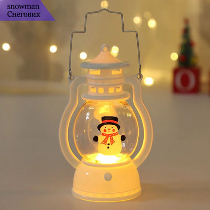 Christmas's Portable LED Santa Snowman Lanterns - Battery-Powered