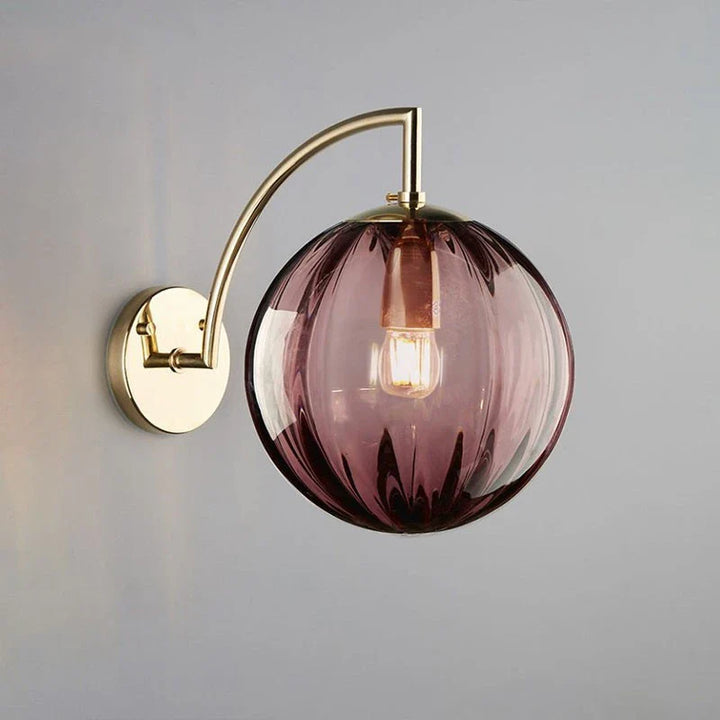 Contemporary Glass Ball Wall Light | Brass & Tinted Glass Finish
