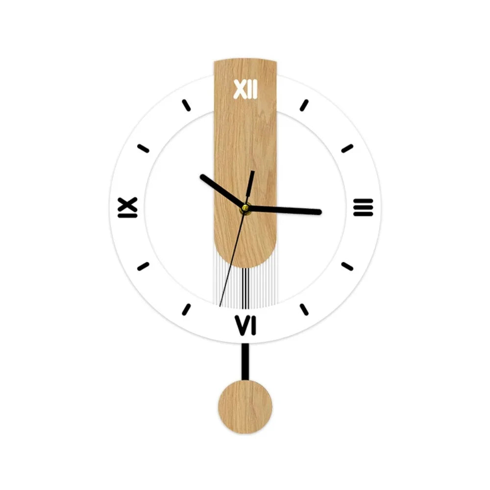 Minimalist Pendulum Wall Clock | Modern Acrylic and Wood Style