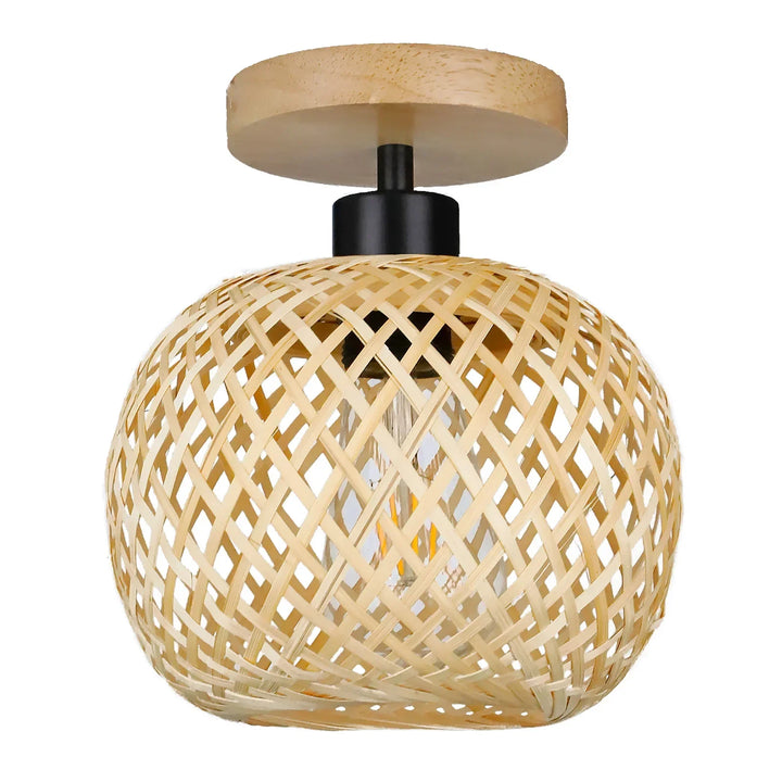 Handwoven Rattan LED Ceiling Lamp | Eco-Friendly Bamboo Design