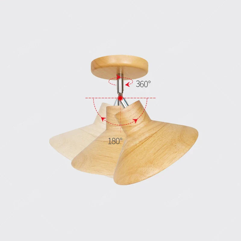 Natural Timber Cone Ceiling Lamp | Nordic Style Lighting