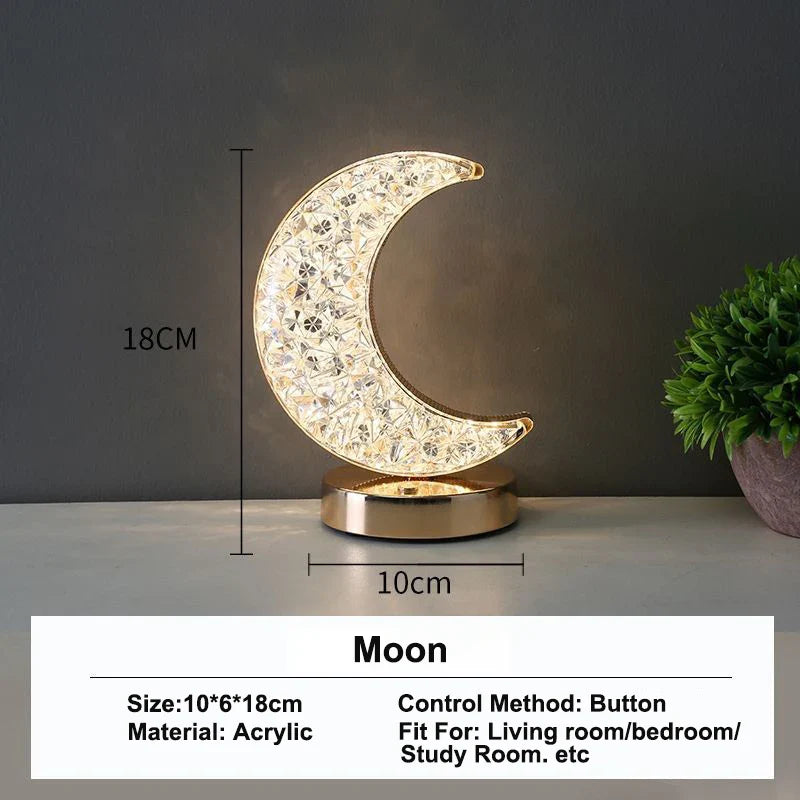 3D Crystal LED Night Light | Rechargeable Touch Dimming Lamp