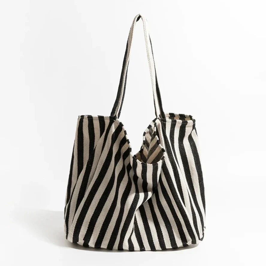 Striped Linen Tote Bag for Stylish Everyday Use-Orizon Depot