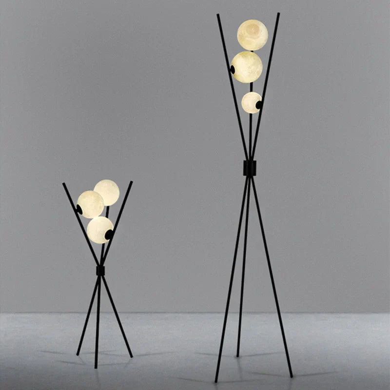 Modern 3D Moon Floor Lamp with Tripod Stand and LED Lighting-Orizon Depot