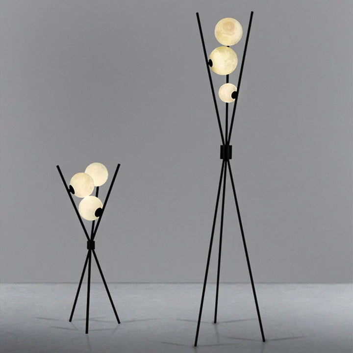 Modern 3D Moon Floor Lamp with Tripod Stand and LED Lighting-Orizon Depot