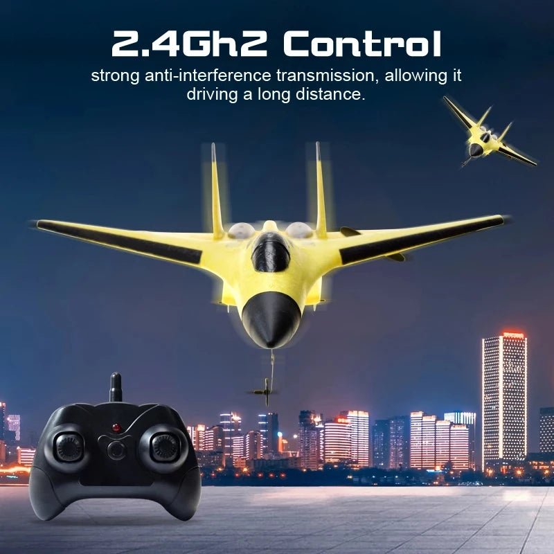 Remote Control Glider Plane with LED Lights - Foam Toy for Kids