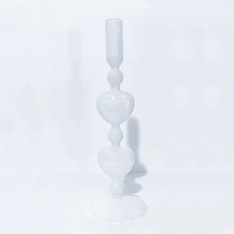 Retro Heart-Shaped Glass Candle Holder for Weddings & Home Decor-Orizon Depot