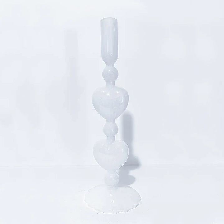 Retro Heart-Shaped Glass Candle Holder for Weddings & Home Decor-Orizon Depot