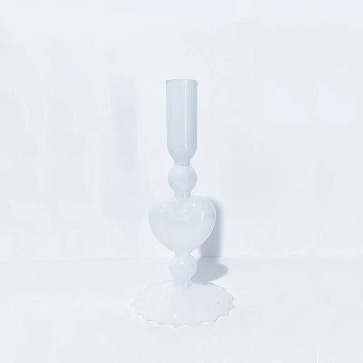 Retro Heart-Shaped Glass Candle Holder for Weddings & Home Decor-Orizon Depot