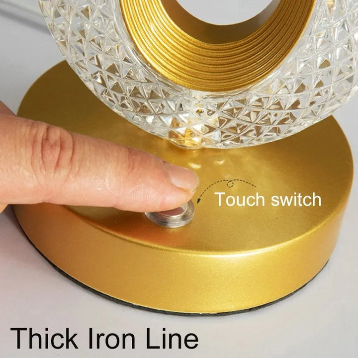 3D Crystal LED Night Light | Rechargeable Touch Dimming Lamp