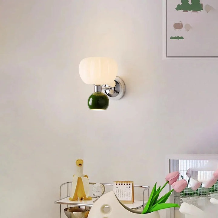 Modern Glass and Metal Pumpkin Wall Lamp Sconce