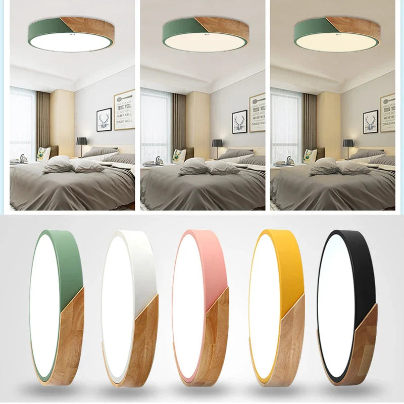 Modern Nordic Wooden Design LED Ceiling Light Fixture
