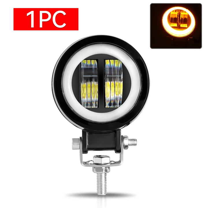20W 3-Inch Motorcycle LED Angel Eye Work Fog Light Bar for Offroad Use