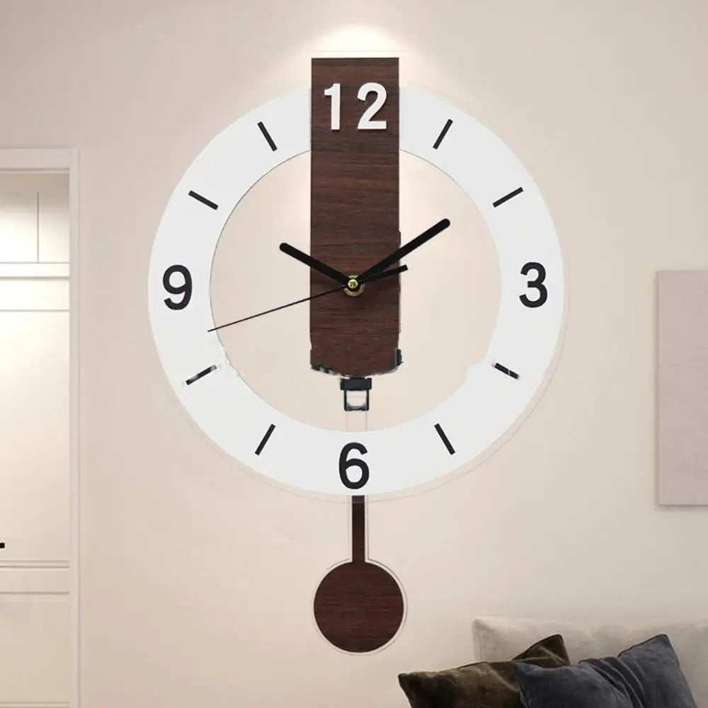Minimalist Pendulum Wall Clock | Modern Acrylic and Wood Style