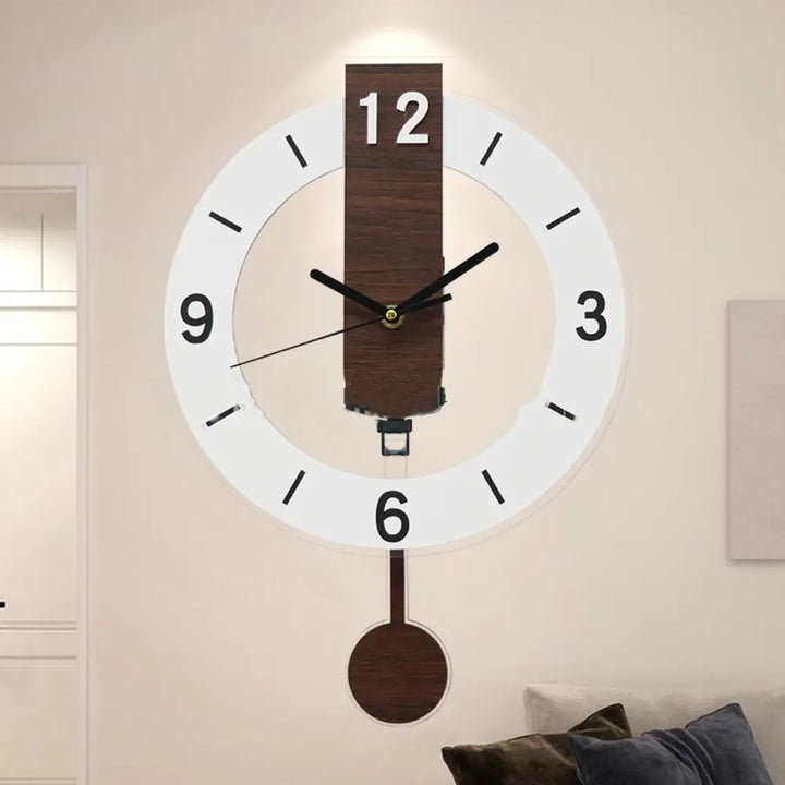 Minimalist Pendulum Wall Clock | Modern Acrylic and Wood Style