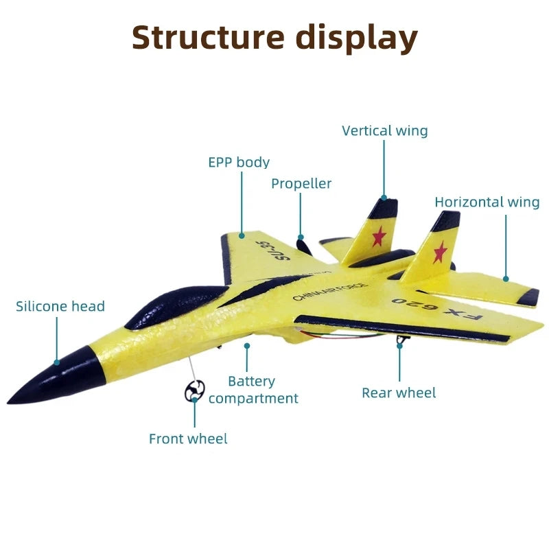 Remote Control Glider Plane with LED Lights - Foam Toy for Kids