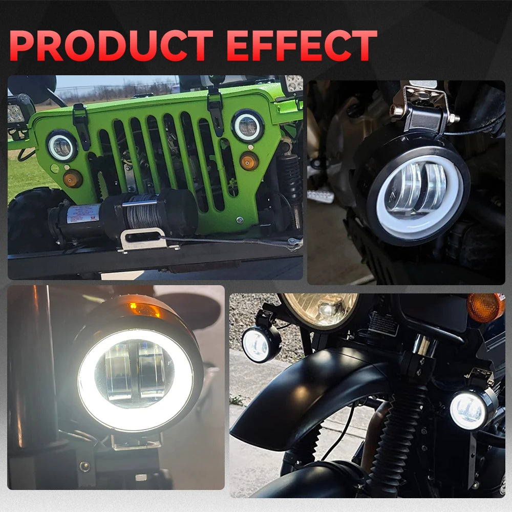 20W 3-Inch Motorcycle LED Angel Eye Work Fog Light Bar for Offroad Use