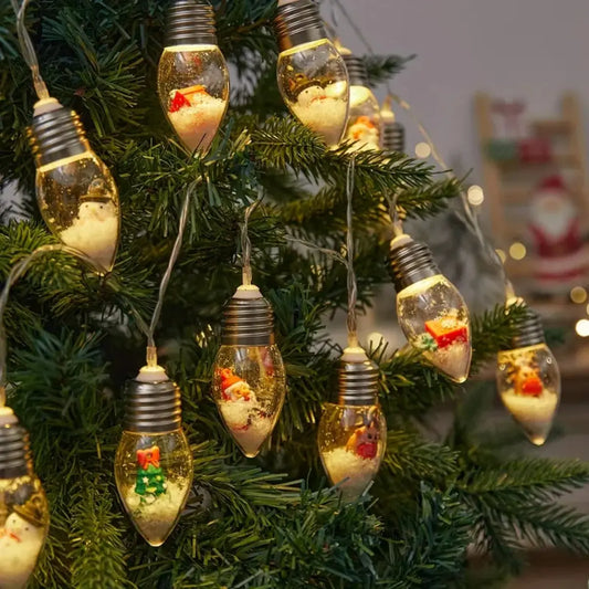 Christmas's LED Snowball Clear Bulb String Lights with Santa and