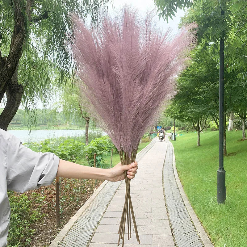 5 Pieces 100 cm Artificial Pampas Grass Dried Flower Bouquet for Home Decor-Orizon Depot