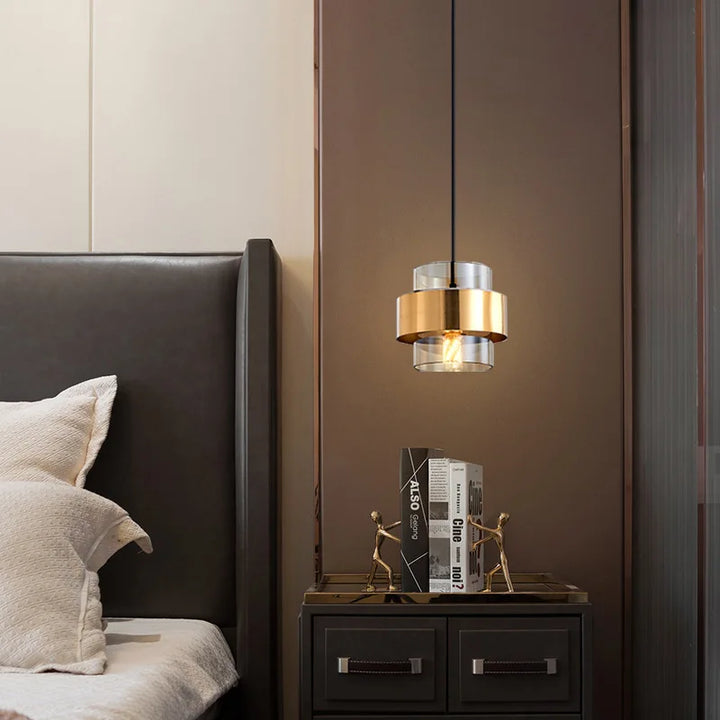 Modern Brass Cylinder Pendant Light | Nordic Glass Design