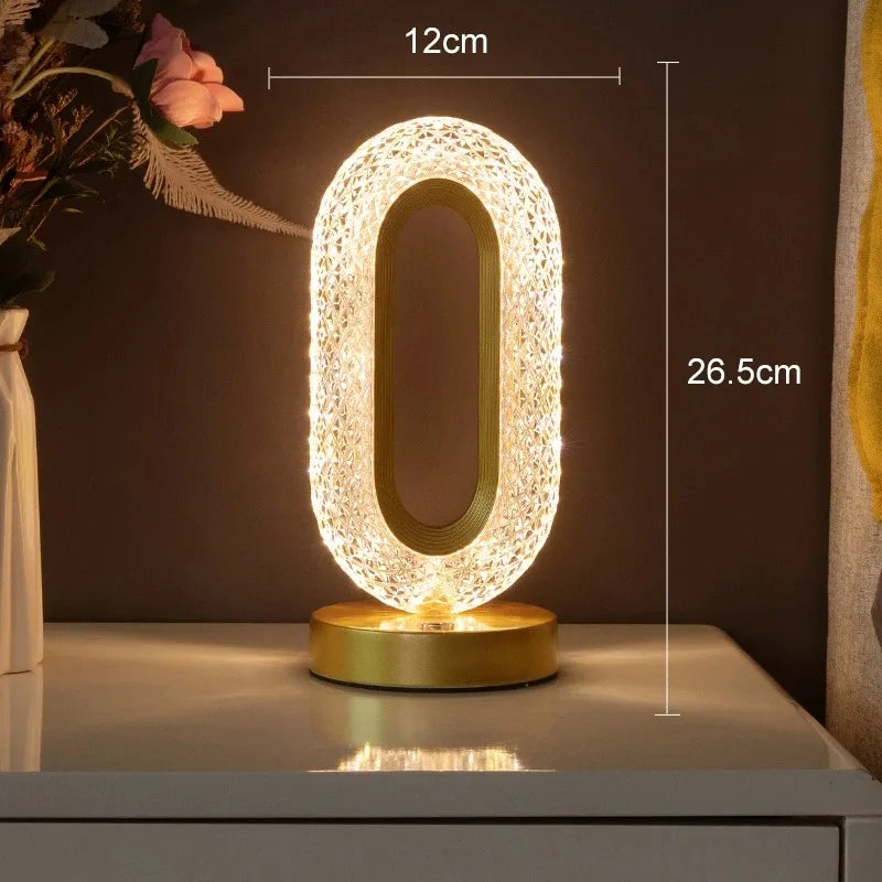 3D Crystal LED Night Light | Rechargeable Touch Dimming Lamp
