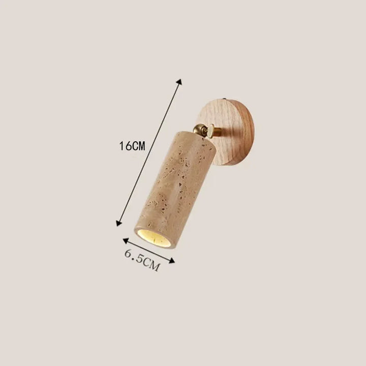 Wabi-Sabi Wall Lamp | Travertine and Wood Lighting Fixture