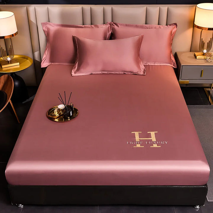 Solid Color Silk Bed Sheet for Luxurious Sleep Experience-Orizon Depot