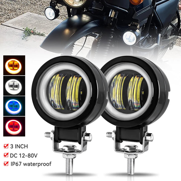 20W 3-Inch Motorcycle LED Angel Eye Work Fog Light Bar for Offroad Use