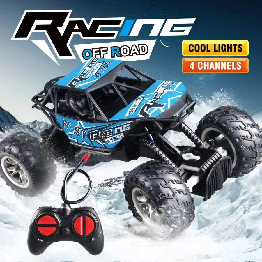 4-Way Remote Control Off-Road Car with Lights and Anti-Slip Tires