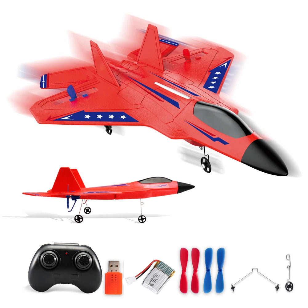 Remote Control Glider Plane with LED Lights - Foam Toy for Kids